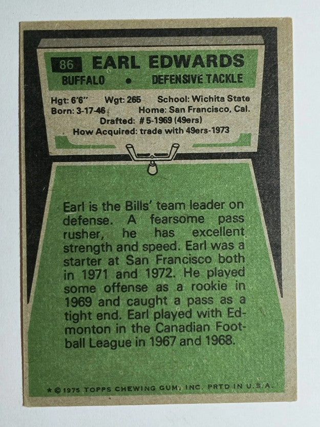 1975 Topps #86 Earl Edwards RC (EX)