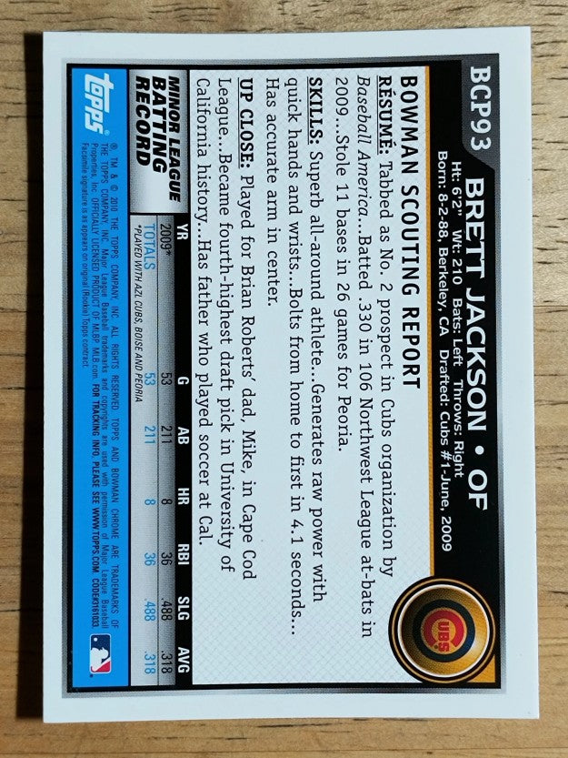 2010 Bowman Chrome Prospects #BCP93A Brett Jackson