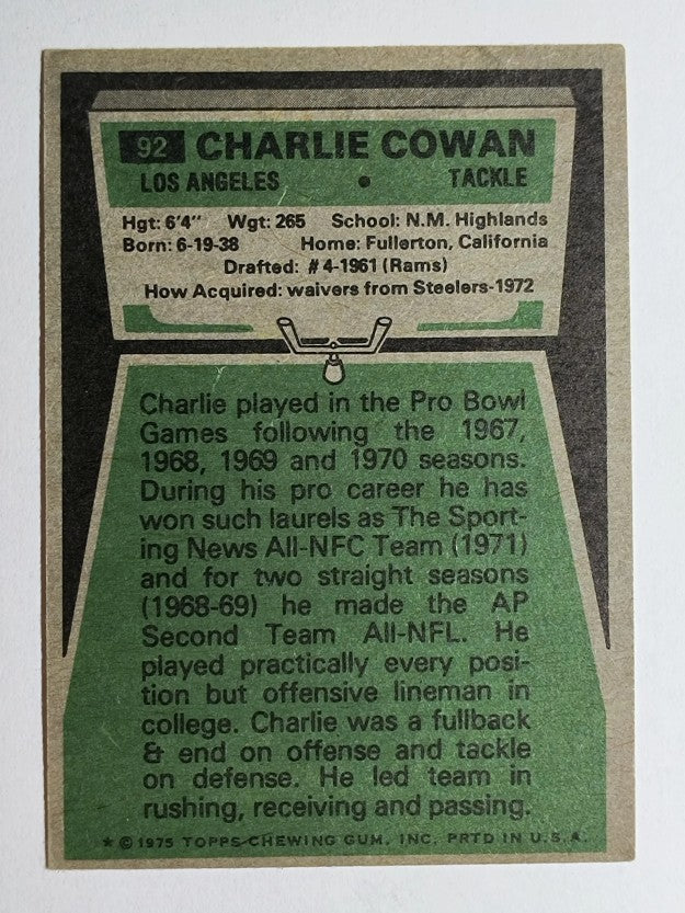 1975 Topps #92 Charlie Cowan (GOOD)