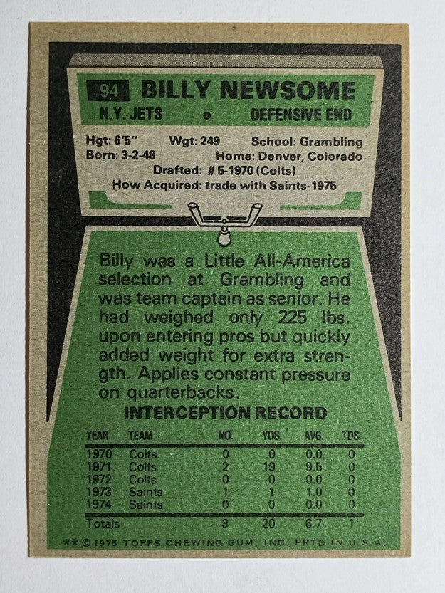 1975 Topps #94 Billy Newsome (EX)