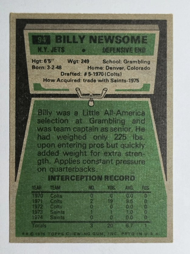 1975 Topps #94 Billy Newsome (VG)