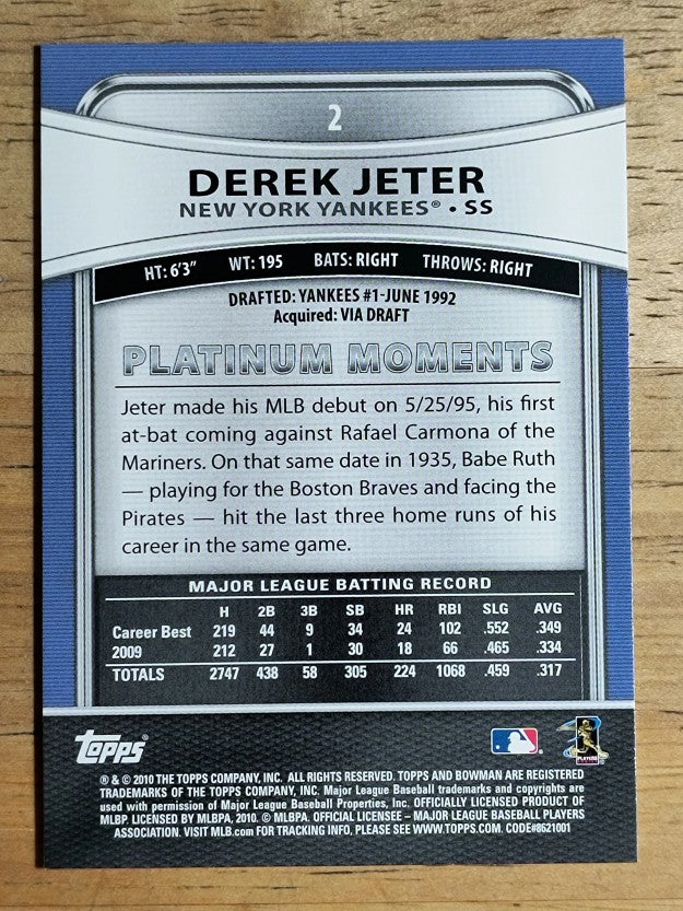 2010 Bowman Platinum #2 Derek Jeter