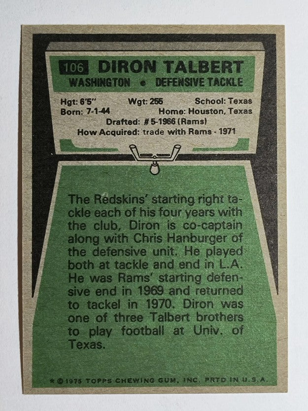 1975 Topps #106 Diron Talbert (NM)
