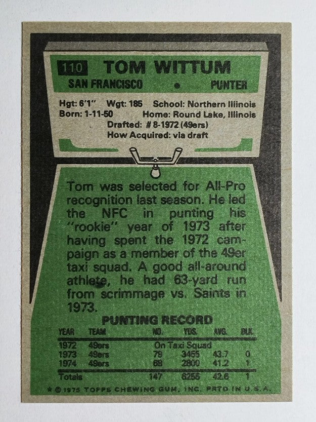 1975 Topps #110 Tom Wittum RC (NM)