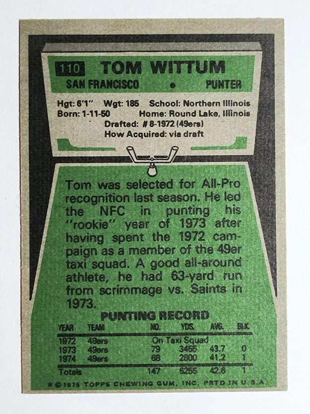 1975 Topps #110 Tom Wittum RC (EXMT)