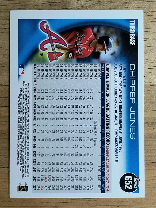 2010 Topps #652A Chipper Jones