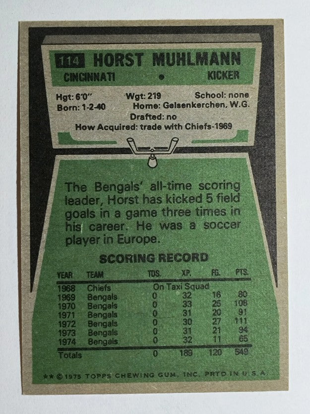 1975 Topps #114 Horst Muhlmann (EXMT)