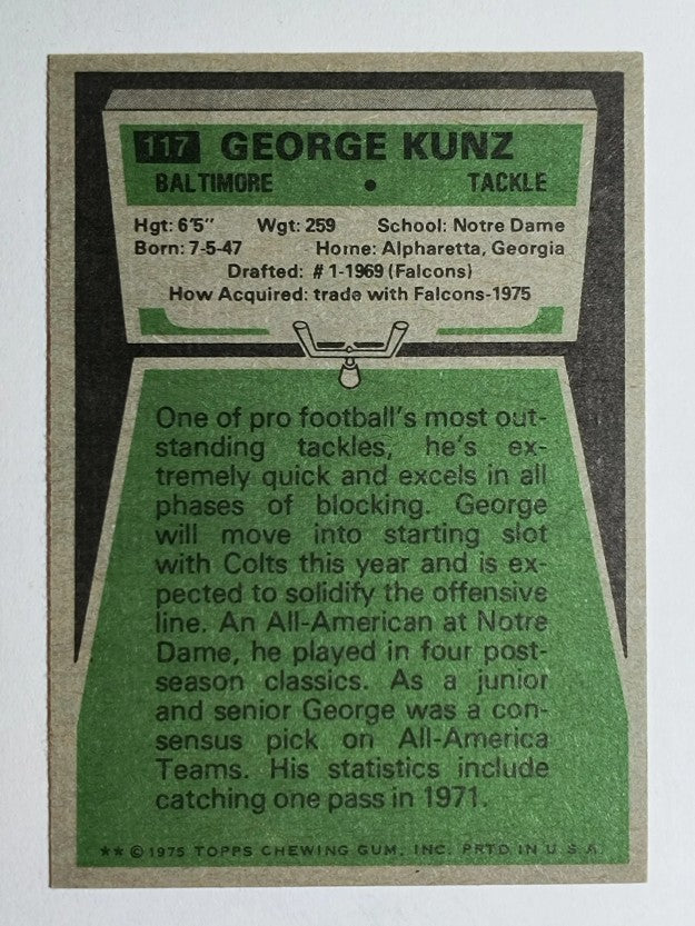 1975 Topps #117 George Kunz (EX)