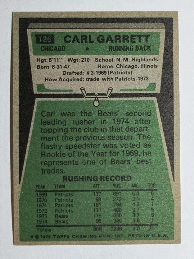1975 Topps #126 Carl Garrett (NM)