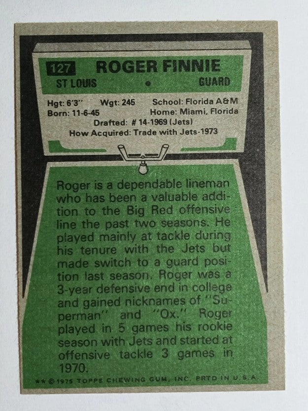 1975 Topps #127 Roger Finnie RC (EXMT)