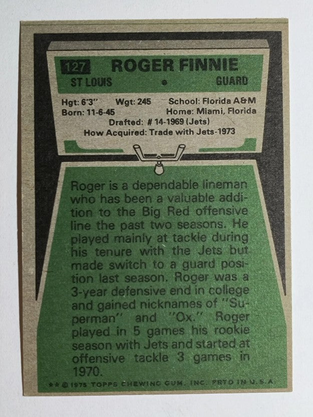 1975 Topps #127 Roger Finnie RC (EX)