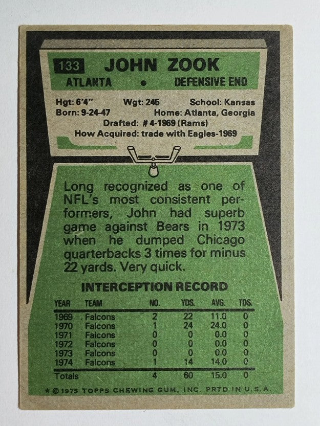 1975 Topps #133 John Zook (VGEX)