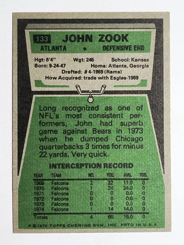 1975 Topps #133 John Zook (NM)