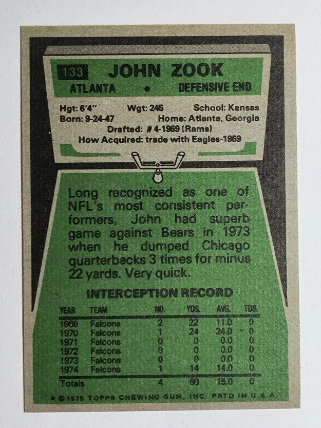 1975 Topps #133 John Zook (NM)