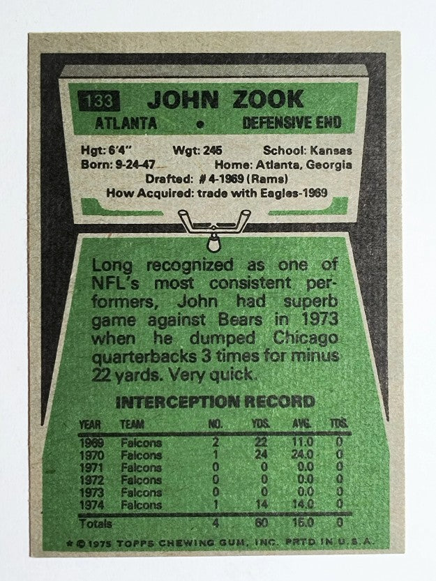1975 Topps #133 John Zook (EXMT)