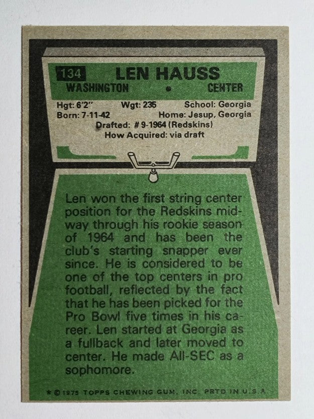 1975 Topps #134 Len Hauss (NM)