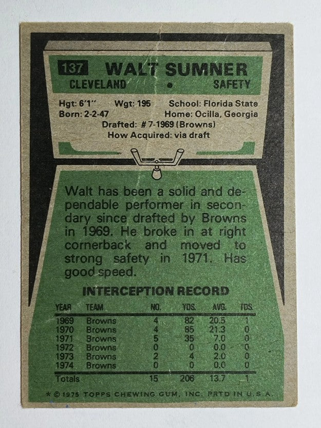 1975 Topps #137 Walt Sumner (GOOD)