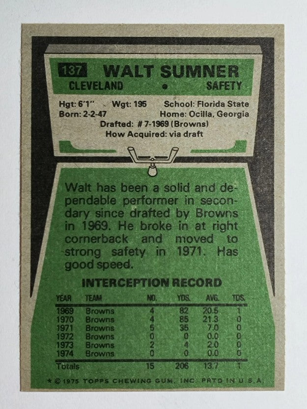 1975 Topps #137 Walt Sumner (NM)