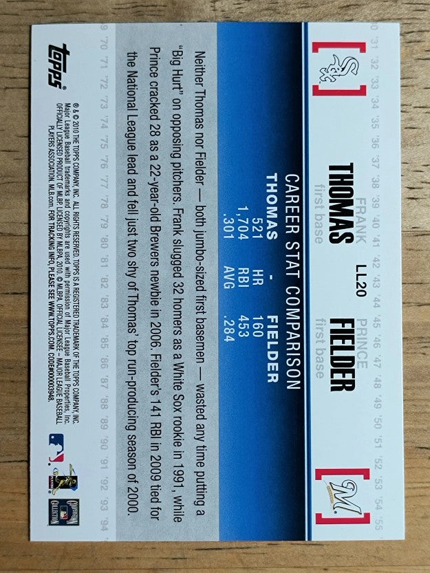 2010 Topps Legendary Lineage #LL20 Frank Thomas/Prince Fielder