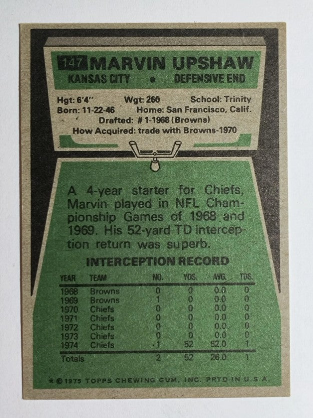 1975 Topps #147 Marvin Upshaw (VG)