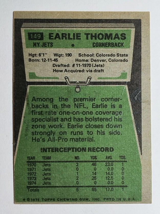 1975 Topps #149 Earlie Thomas (VGEX)