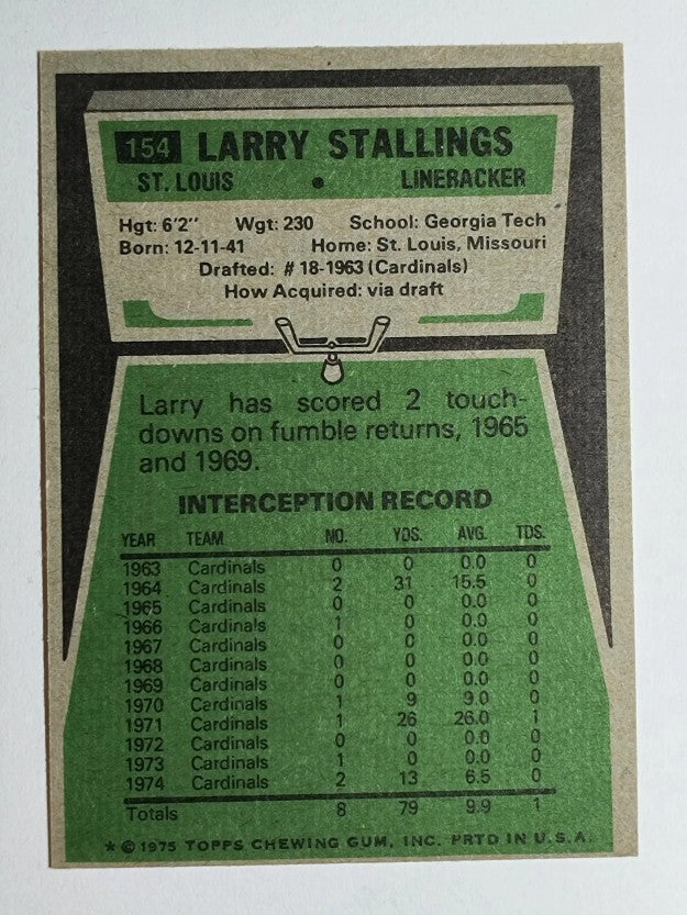 1975 Topps #154 Larry Stallings (NMMT)