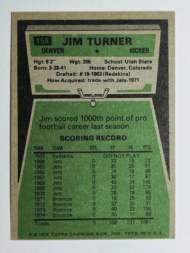 1975 Topps #158 Jim Turner (EXMT)