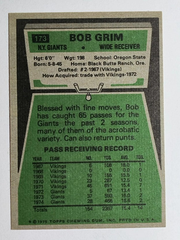 1975 Topps #173 Bob Grim (EXMT)