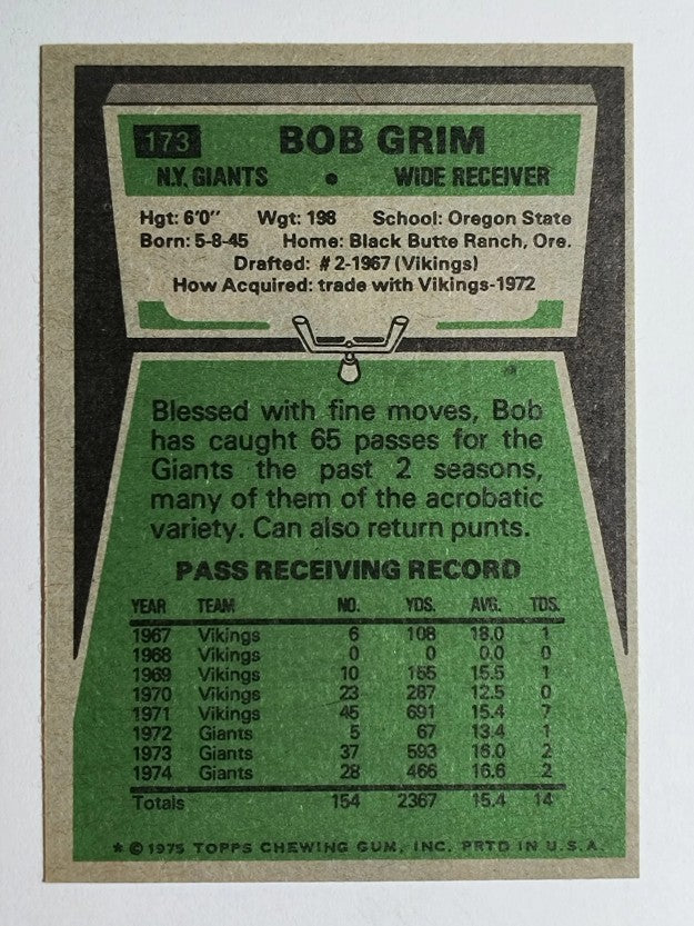 1975 Topps #173 Bob Grim (EX)