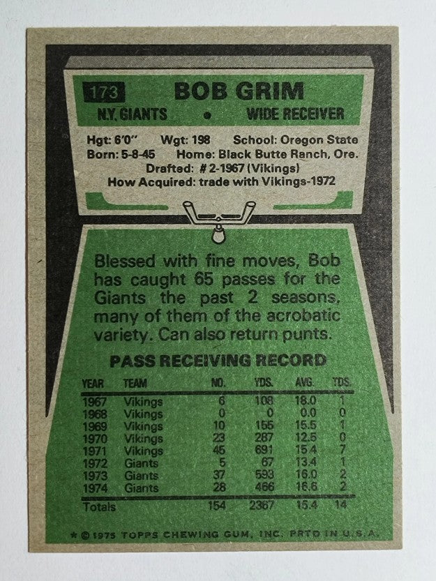 1975 Topps #173 Bob Grim (EXMT)