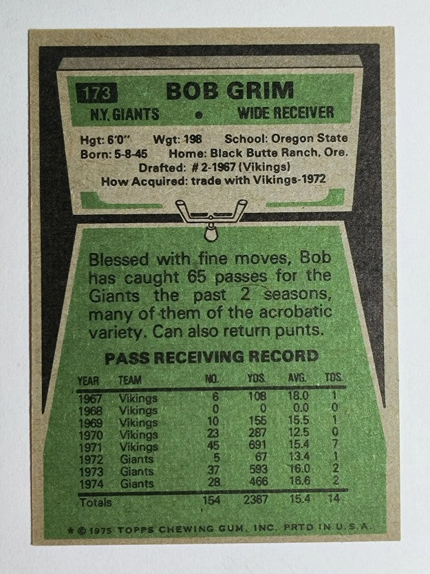1975 Topps #173 Bob Grim (NM)