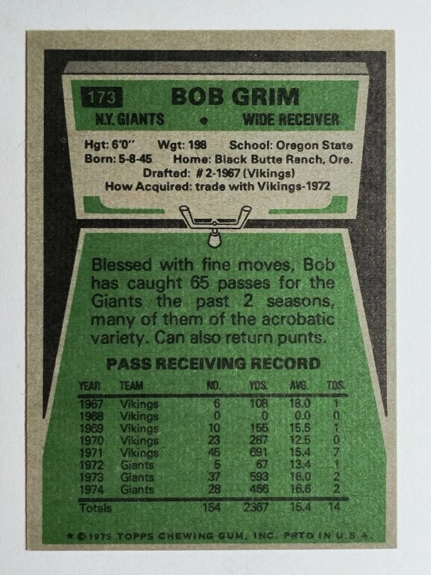 1975 Topps #173 Bob Grim (EXMT)