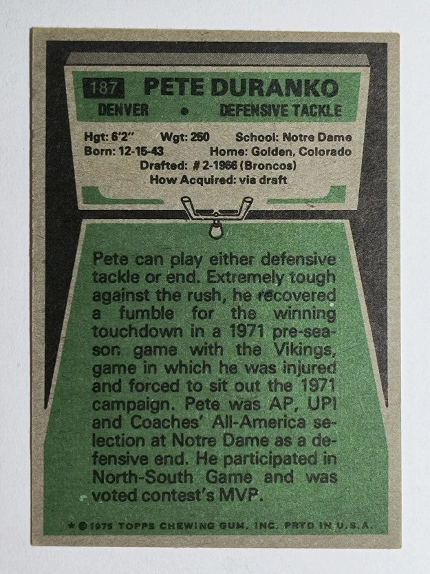 1975 Topps #187 Pete Duranko (EX)