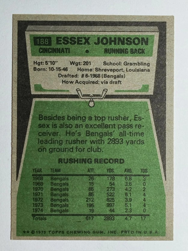 1975 Topps #188 Essex Johnson (EXMT)