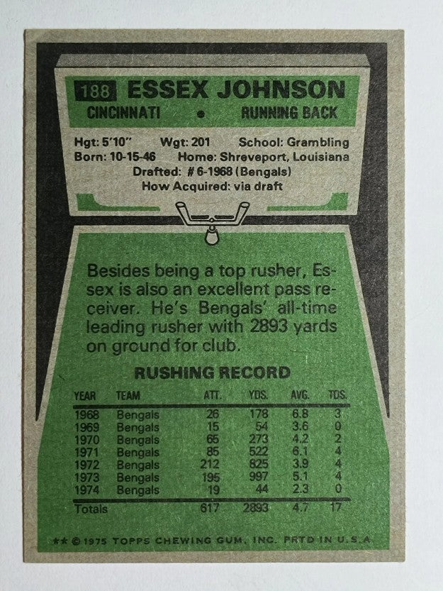1975 Topps #188 Essex Johnson (EXMT)