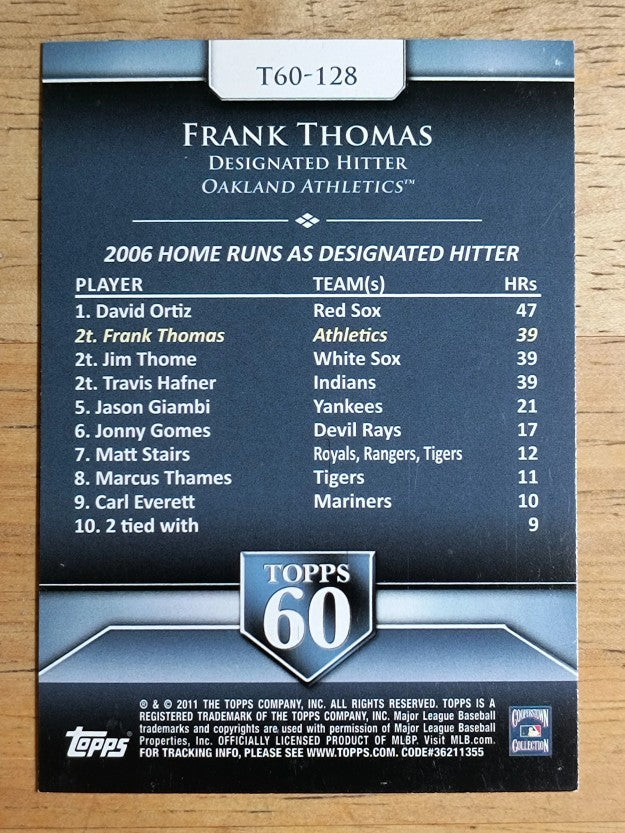 2011 Topps 60 #128 Frank Thomas