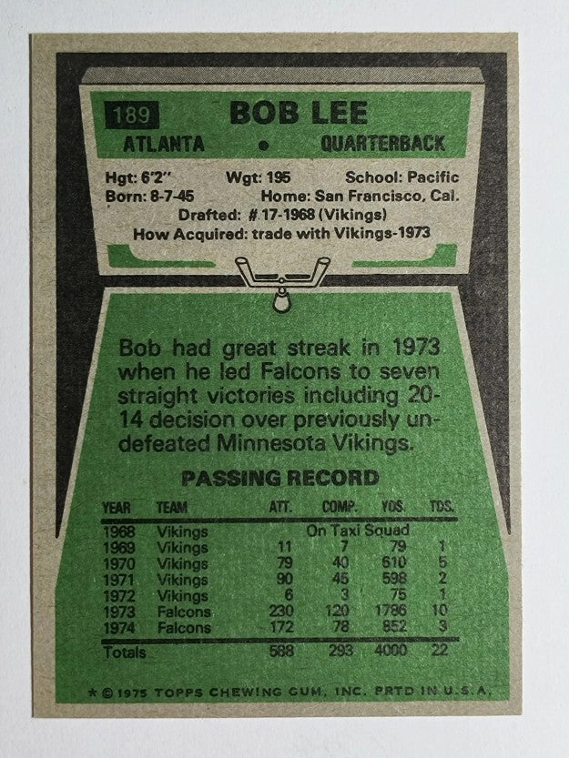 1975 Topps #189 Bob Lee (EXMT)