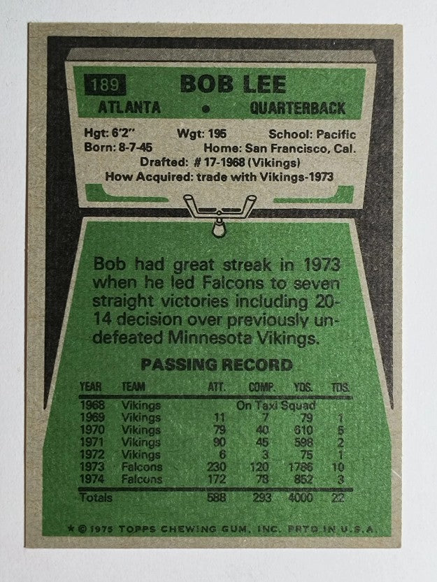 1975 Topps #189 Bob Lee (EXMT)