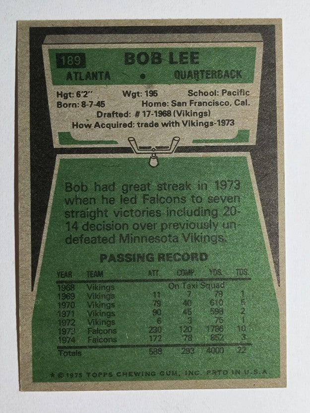 1975 Topps #189 Bob Lee (NM)