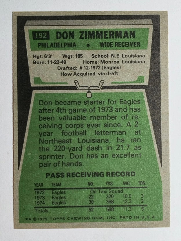 1975 Topps #192 Don Zimmerman (NM)
