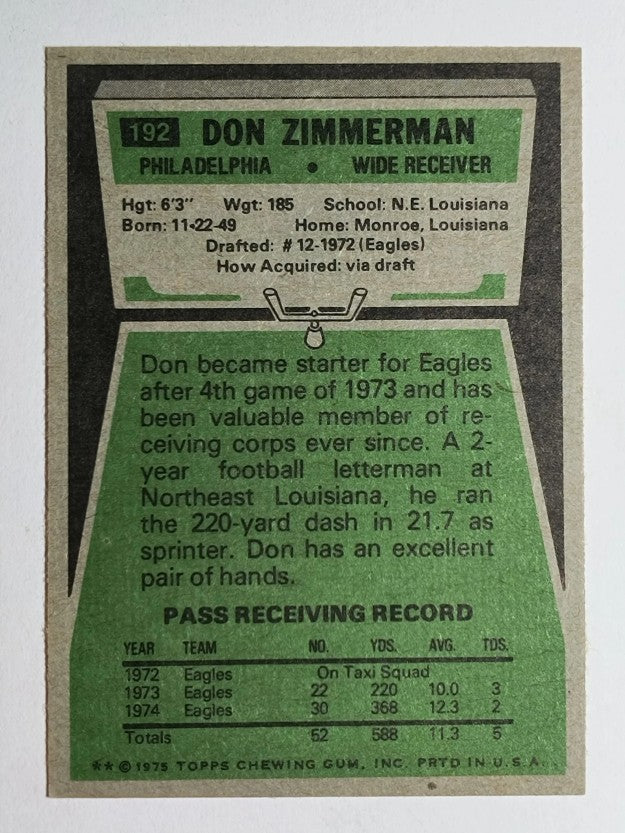 1975 Topps #192 Don Zimmerman (EXMT)