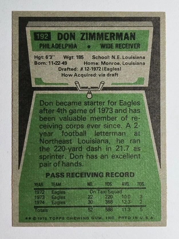 1975 Topps #192 Don Zimmerman (EXMT)