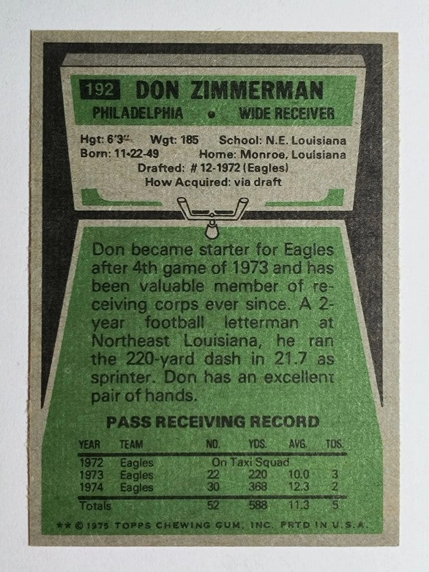 1975 Topps #192 Don Zimmerman (EXMT)