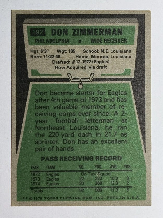 1975 Topps #192 Don Zimmerman (EXMT)