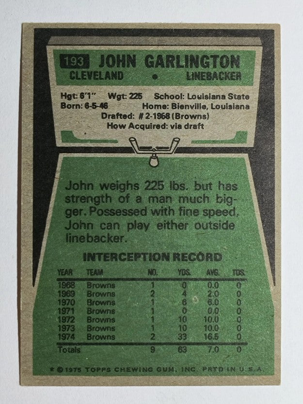 1975 Topps #193 John Garlington (VG)