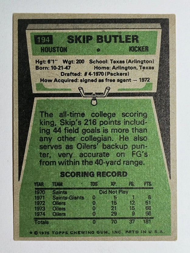 1975 Topps #194 Skip Butler (VG)