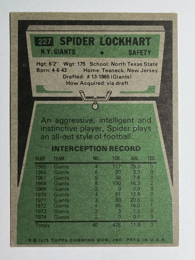 1975 Topps #227 Spider Lockhart (VGEX)