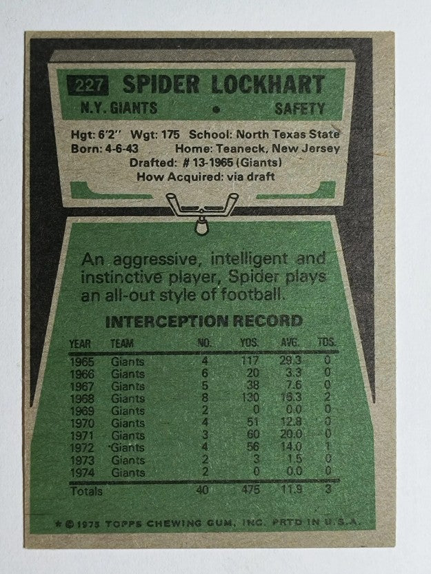 1975 Topps #227 Spider Lockhart (EX)
