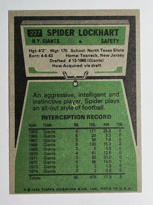 1975 Topps #227 Spider Lockhart (EXMT)