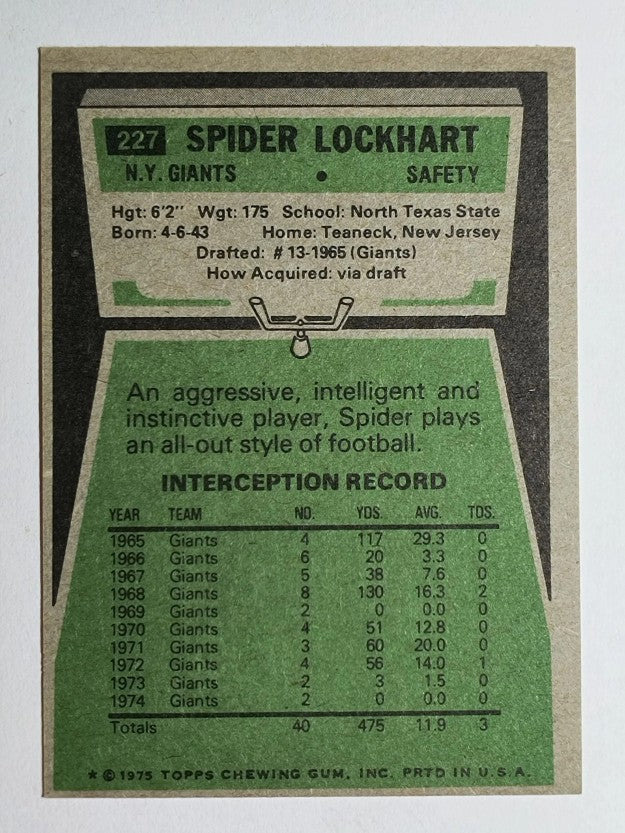 1975 Topps #227 Spider Lockhart (EXMT)